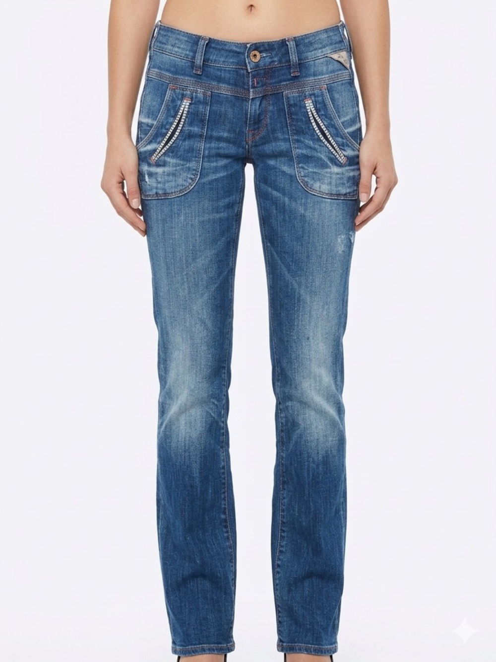Replay Ruby Mid-Rise Bootcut Denim Jeans - Medium Wash 25/34